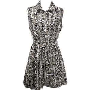 Laura Bianchi Snake Skin Print Linen Shirt Dress Sz S